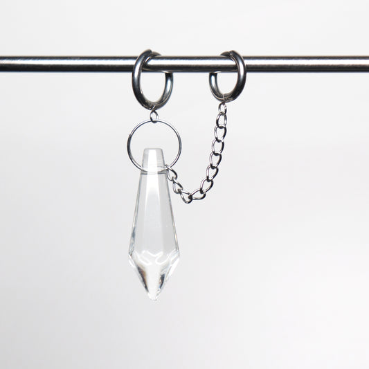 Mono boucle d’oreille à deux créoles et petite chaine