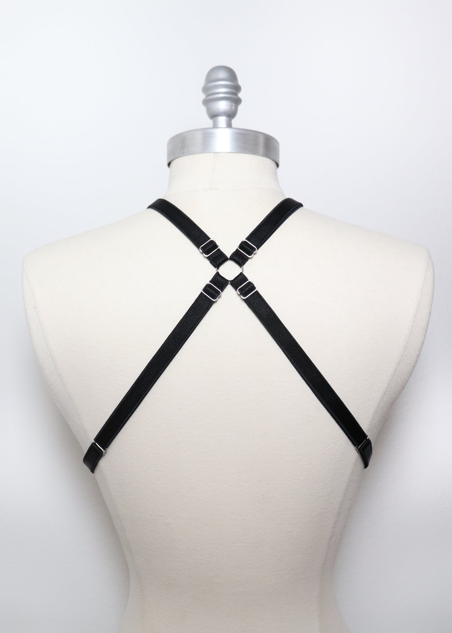 Mini multi-position harness with eyelets and piercings