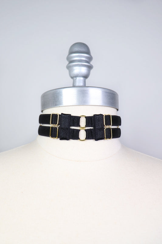 Two-row satin elastic choker