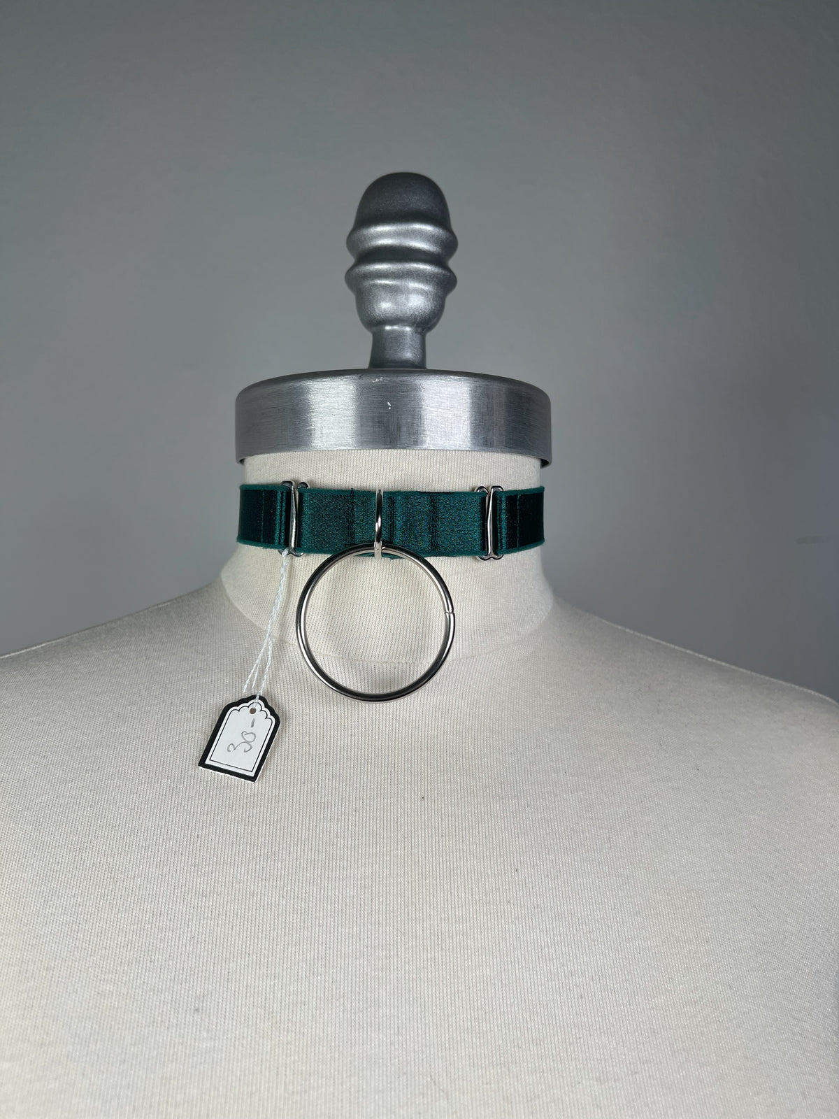 Choker classique en satin à large O ring - Vert forêt