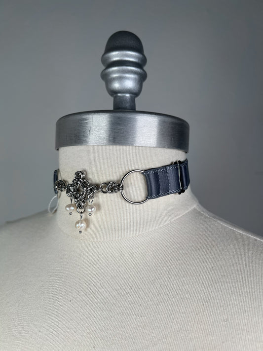 Choker à pendentif en cotte de maille - Gris profond