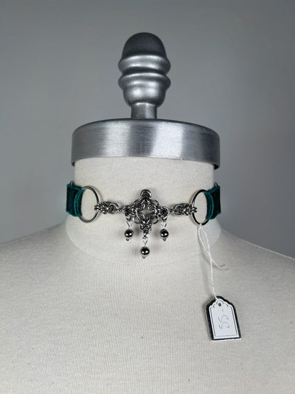 Choker à pendentif en cotte de maille - Vert forêt