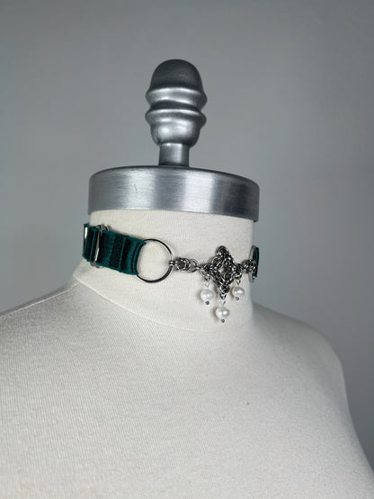 Choker à pendentif en cotte de maille - Vert forêt