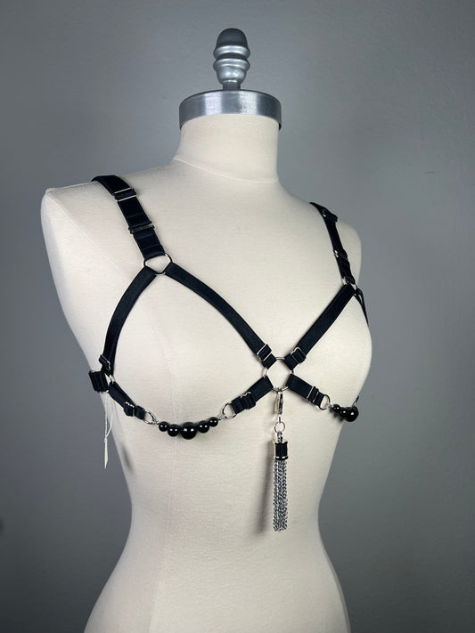 Harnais soutien gorge ouvert à perles d’Onyx