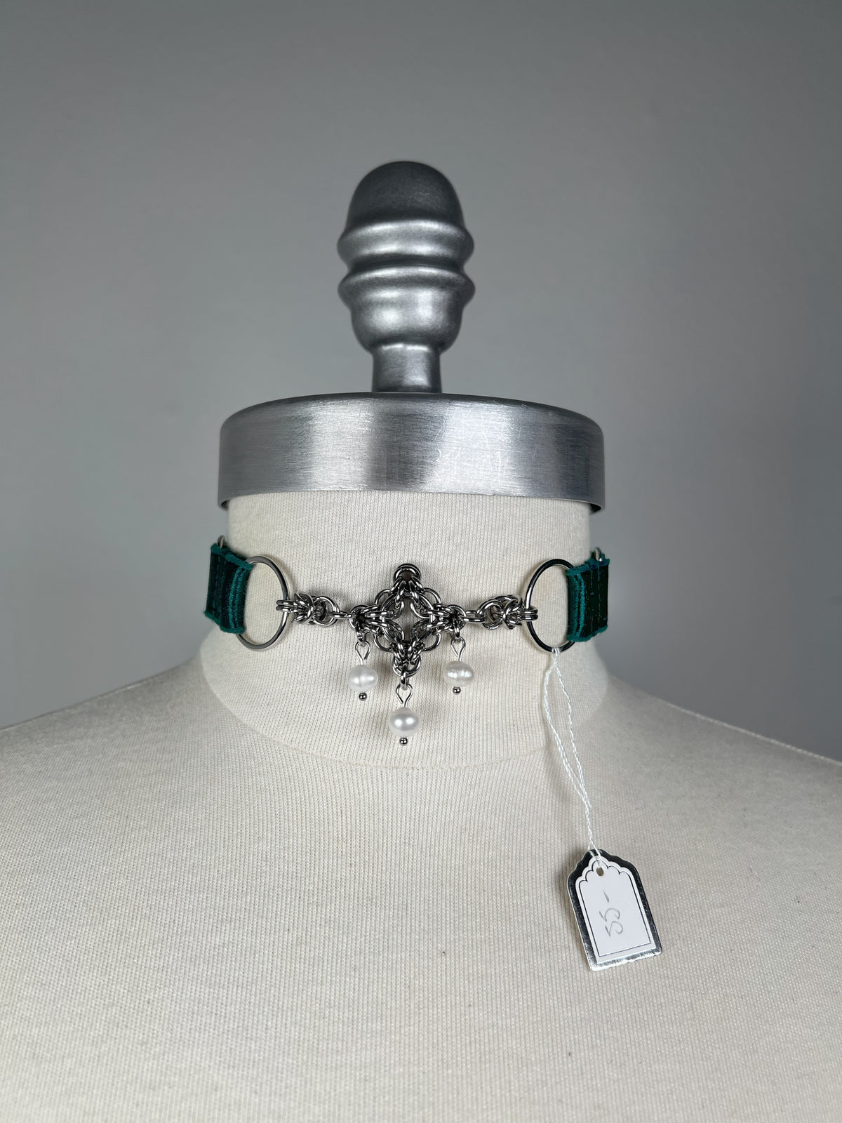 Choker à pendentif en cotte de maille - Vert forêt