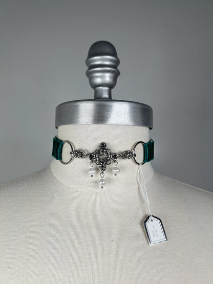 Choker à pendentif en cotte de maille - Vert forêt