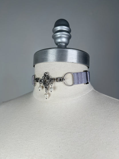 Choker à pendentif en cotte de maille - Gris lavande