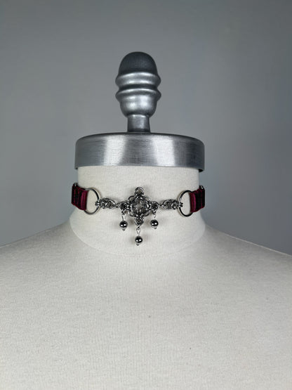 Choker à pendentif en cotte de maille - Bordeaux • Exclusivité •