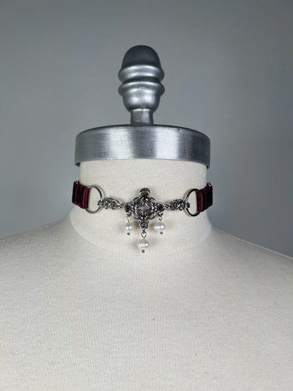 Choker à pendentif en cotte de maille - Bordeaux • Exclusivité •