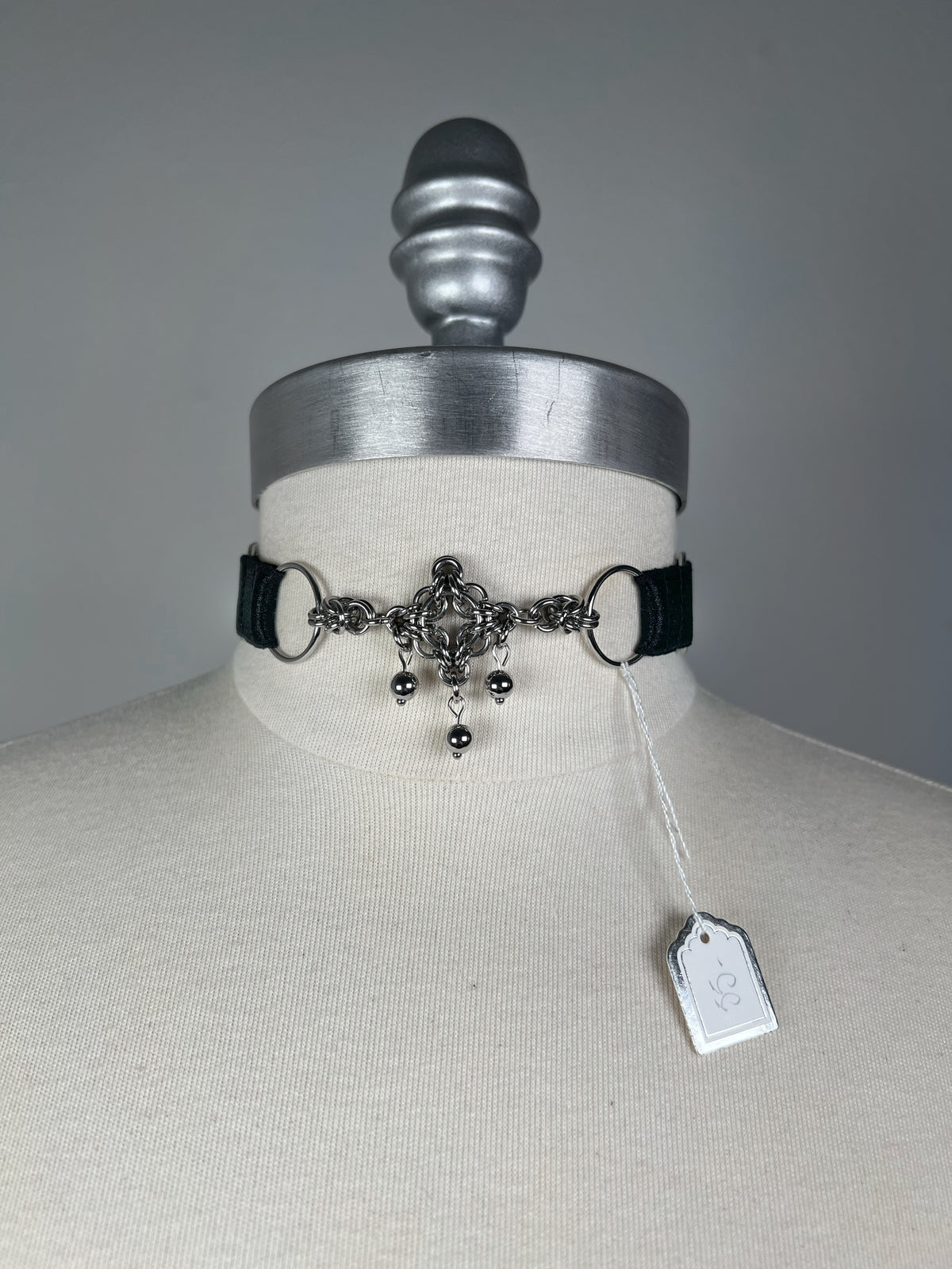 Chainmail pendant choker - Black